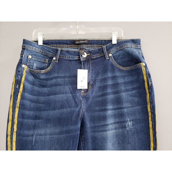 NEW‎ Size 16 Ashley Stewart Side Pipe Jeans Skinny Dark Wash Gold y2k retro - Picture 2 of 6
